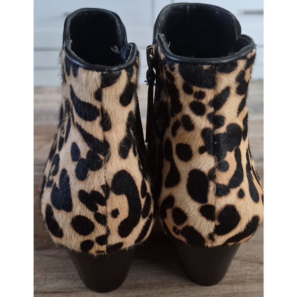 Franco Sarto Quasar Leather & Leopard Calf Hair Ankle Bootie Boot 9.5